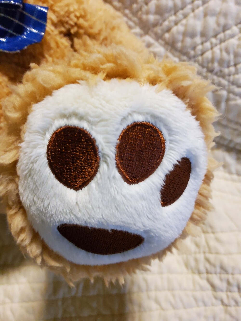 Indie Plush Teddy Bear in Tan with Blue Bow - Picture 3 of 5